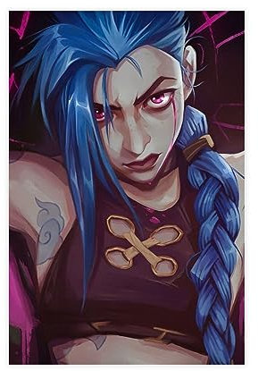 Jinx - Stampa artistica da parete su tela, motivo: personaggi arcani di League Of Legends, decorazione artistica da parete per soggiorno, camera da letto, senza cornice, 30 x 45 cm