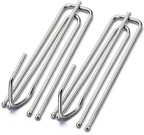 Vorhangfaltenhaken aus Edelstahl, 60 Stück, Vorhanghaken und Nadeln für Plissee-Vorhänge, 4 Zinken, Quetschfaltenhaken für Fenster, Tür, Badezimmer, Vorhang (6,9 x 2,3 cm, Silber)