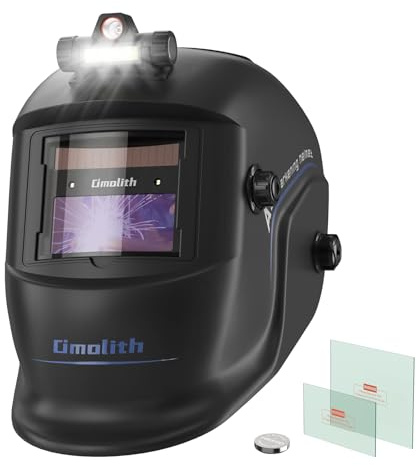 Omolith 1/1/1/1 True Color Schweißhelm mit Licht, solarbetrieben, breiter Schatten, 4/9-13 für WIG-Mig-Stick-Schweißhaubenmaske