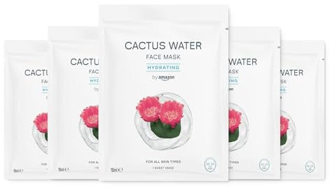by Amazon Maschera per il viso idratante in tessuto con acqua di cactus, 18 ml, 5 pezzi