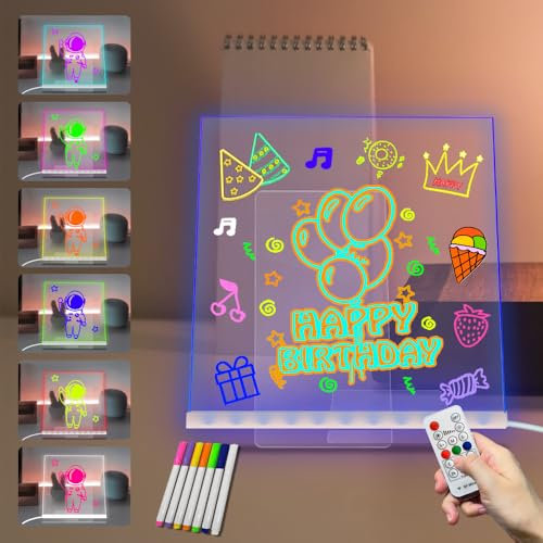 Creative Message Note Board LED-Nachtlicht 7 Farbe ändern Flash Dimmen mit Fernbedienung Auto-Off Timed Helligkeit einstellbar USB löschbar 7,95 × 7,83 Zoll Whiteboard Desktop Nachttischlampe für Kind