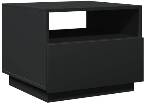 vidaXL Couchtisch mit LED-Leuchten, Beistelltisch mit Vielseitigem Design, Teetisch für Wohnzimmer Büro, Sofatisch, Modern, Schwarz Holzwerkstoff