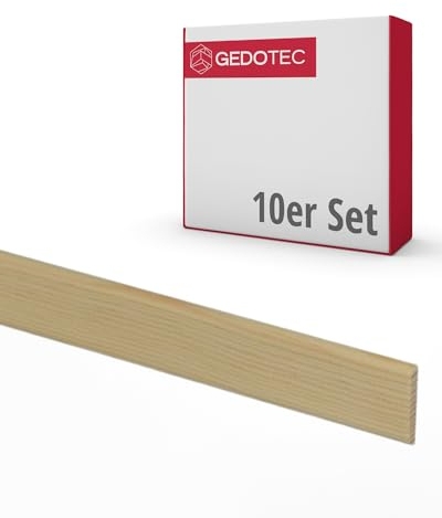 Gedotec Sockelleiste - Holzbretter zum bauen Tapetenleiste aus Nadel-Holz 100 cm | 10 Stück 4 x 19 mm | BASIC | vielseitige Zierleiste und Holz zum Basteln von verschiedenen Objekten | Holzleisten