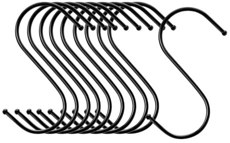 10 Pack S Shaped Hooks S Hanging Hooks Heavy Duty Black S Hooks 9 cm S Shaped Large Hangers