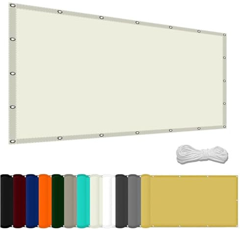 Tenda a Vela Traspirante 3.4 x 5 m Impermeabile e Resistente Vela Ombreggiante Rettangolare Metri Protezione Raggi UV Adatto per giardini, piscine, spiagge, Avorio