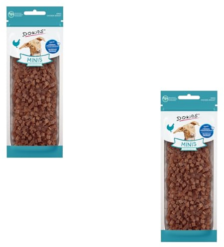 Dokas Minis mit Hühnerbrust | Doppelpack | 2 x 70 g | Snacks für Hunde | Aus 100% Hühnerbrustfilet | Handliche Größe und perfekt portioniert | Eignet Sich gut fürs Training
