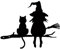 Nxbuynef Metall-Hexen-Silhouette, Gartenkatze, Hexen-Dekoration, Metall-Katzen-Hexenschild, schwarze Metall-Hexen-Silhouette, Rahmendekorationen, Outdoor-Metall-Hexen, Wandbehang, Ornament für Garten,