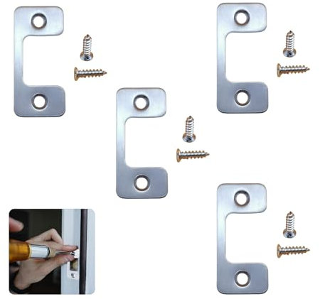 4 PCS Door Strike Plate Adjustable Door Strike Latch Plate Deadbolt Strike Plate with Screws for Exterior Door, Home and Rental Security Door