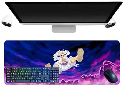 One Piece Luffy Anime Large Multifunction Gaming Tapis de Souris, 800 x 300 x 3mm, Tapis de Souris Clavier Gaming Imperméable et Base en Caoutchouc Antidérapant Surface Texturée