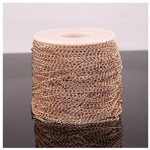 Rockreyoa 10M Halskettenketten Schmuckherstellungsketten Meterware Gliederkette Edelstahl DIY Link Kette Halsketten für Ohrringe, Armbänder, Schmuckherstellungszubehör Roségold 0.6mm*3mm*4mm
