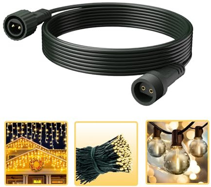 cshare Extension Cable for Christmas Lights - 5M/16.5Ft Waterproof, Outdoor for Christmas Tree, Icicle, Globe & String Lights
