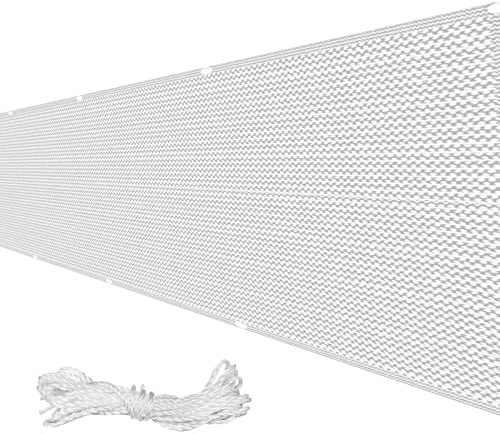 Brise Vue Balcon Exterieur 85 x 420 cm Protection Contre Le Vent et Le Soleil Revêtement et Pare Vue de Balcon avec Serre Câbles pour Jardin Terrasse, Blanc