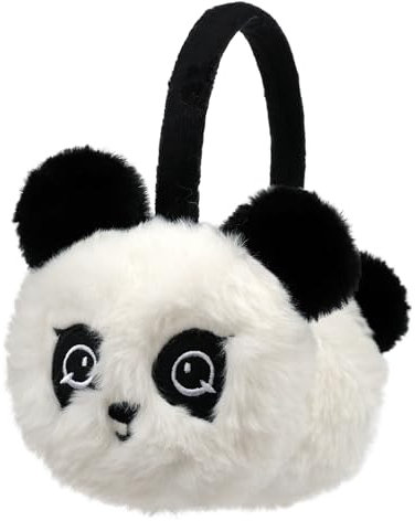 Zeltauto Kids Earmuffs Knit Ear Warmer Winter Warm Plush Ear Muffs for Girls and Boys (Black&White)