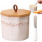 Französische Butterdose, Butterdose Keramik, Butterdose Wassergekühlt, Butterglocke mit Deckel mit Buttermesser für Frische und Streichfähige Butter (Vintage Weiß)