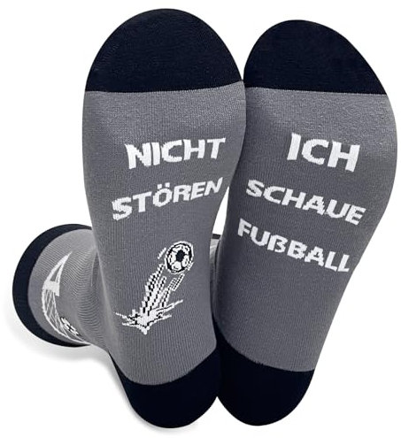 Pcuntslo Lustige Geschenke Fussball Lustige Socken Herren 43-46 NICHT STÖREN ICH SCHAUE FUßBALL Weihnachten Geschenke (DE/NL/SE/PL, Numerisch, 43, 46, Regular, Regular, Grau)