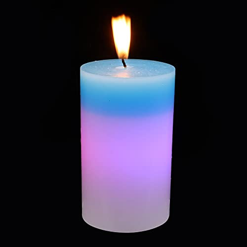Homoyoyo 1pièce Bougie LED Cire Réelle avec Lumière Changeante pour Décoration De Dîner Et Ambiance Romantique Bougie De Fête Et Mariage Couleur Bleue