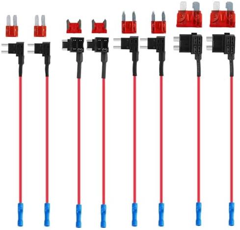 16 Pcs Fuse Taps Set, Mini Circuit Adapter Car Fuse Tap Kit Holder | Piggy back blade fuses, trucks cars boats accessory, adding connector, medium small micro, practical plastic housing