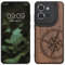 kwmobile Hülle kompatibel mit Motorola Edge 50 Neo/ThinkPhone 25 Hülle - Holz Case - Handy Cover - TPU Handyhülle in Dunkelbraun Kompass Vintage