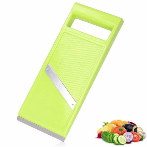 Vegetable Slicer, Manual Slicer for Kitchen Handheld Slicers for Food Vegetables French Fry Slicers and Cutter Potato Slicer for Chips (Green)