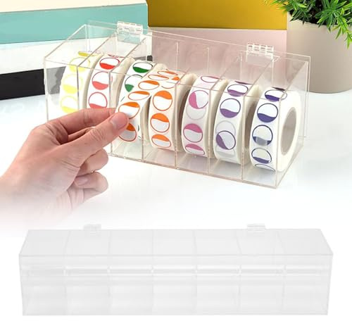 Acryl Etikettenspender, Aufkleber Rollenhalter Spender Transparenter Etikettenrollenhalter Klebebandspender für die Organisation auf Dem Schreibtisch und an der Wand Im Home Office