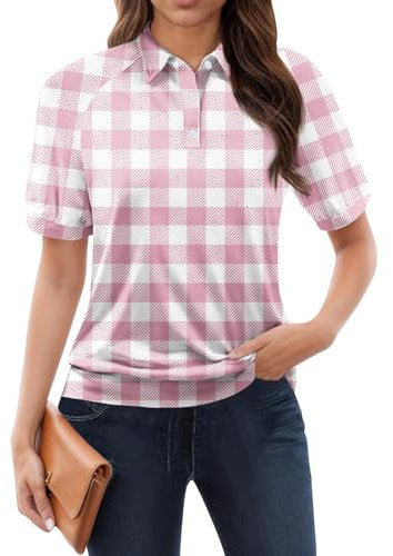 Frisbee Golf Shirt Poloshirts Damen Weiß Hakro Rosa 3XL