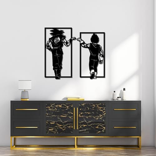 Cuadro Dragon Ball Goku vs Vegeta Puño a Puño en Madera MDF 3D – Arte Mural Anime Friki – Opción Gran Formato, Decoración Pared
