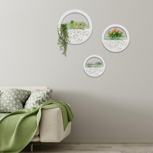 EurHomePlus 3 Stück Wandvase Wandmontage geometrischer Wand-Pflanzgefäß, für Blumen, Blumenarrangements, Sukkulenten (Weiß)