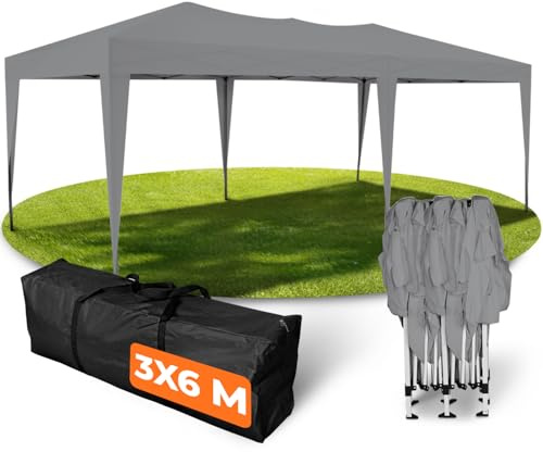 Kronenburg Faltpavillon wasserdicht Pavillon, Gartenzelt, 3x6 m - mit UV Schutz 50+, Grau