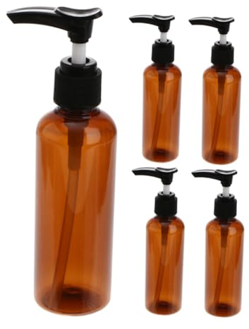 VICASKY Lot de 5 Flacons de Shampoing Vides à Pompe 100ml, Bouteilles Rechargeables en Pet et PP, Design Élégant et Pratique pour Voyage
