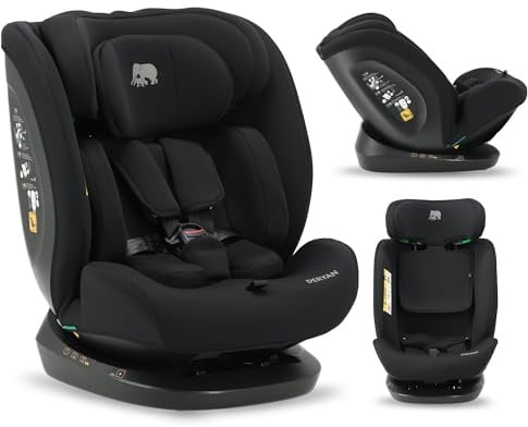 Silla de coche para niños Deryan Clyde i-Size (40-150 cm), 0-12 años, 0-36 kg, Montaje con cinturones de seguridad, reposacabezas y respaldo ajustables, reductor e inserto lingual, R129 (Negro)