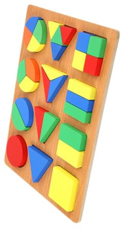 Kisangel Holz Puzzle Bunte Geometrische Formen Lernspielzeug Ab Jahren Montessori Holzbrett Frühförderung Motorik DIY Formen Erkennen