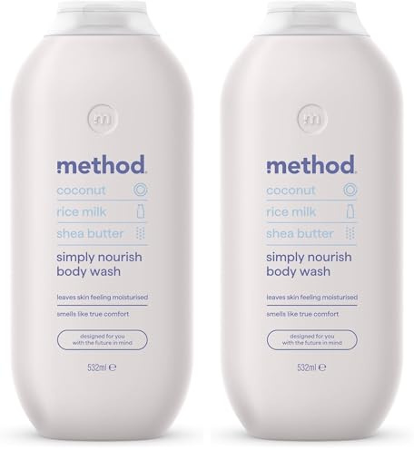 Method Body Wash, Simply Nourish, Shower Gel, Coconut, Rice Milk And Shea Butter Scent, Pack of 2, 532ml