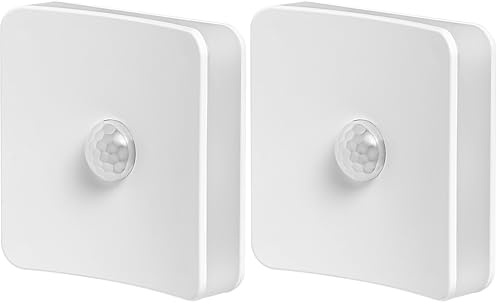 LEDVANCE LUNETTA SQUARE Nachtlicht inkl. Tageslicht-, Bewegungssensor, 0,3W, weiß, quadratisches Design, RGB-Farblichteffekt mit vier Lichtauslässen, eingebauter EU-Stecker, 4058075759282