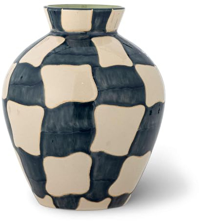Bloomingville - Check Vase, H 24 cm, blau