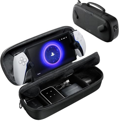 JSAUX Tasche Für PlayStation Portal, Tragbare Zweilagige Reisetasche | Integrierter Kabelanschluss, USB-C-Kabel Im Lieferumfang Enthalten, Hartschalen-Schutz, Platz Für Ladegerät Und Zubehör