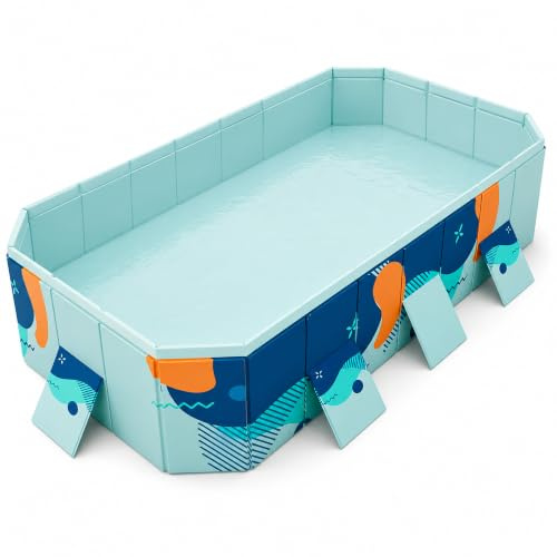 JSLJDM Piscine Pliable Hors Sol, Rigide, Non Gonflable et Rectangulaire | Piscine pliable rigide avec vidange, sans gonflage et facile à ranger.(3m(9.7ft))