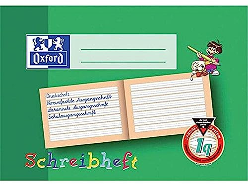 Oxford Schreibheft, A5 quer, Lineatur 1q (1. Klasse), 16 Blatt, 10 Stück
