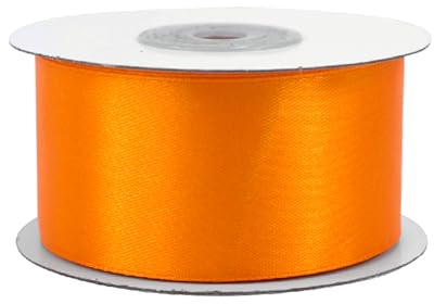 Satinband 38mm x 25m Rolle - FARBAUSWAHL in 3/6/12/18/25/38/50/75/100mm - farbecht & waschbar - Schleifenband für Hochzeit - Geschenkband zum Verpacken Dekorieren Basteln - Orange 668