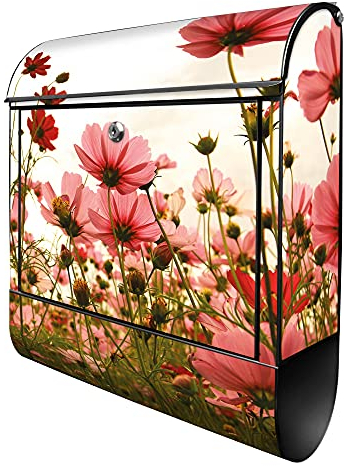 banjado® Design Briefkasten mit Schmuckkörbchen 38,5x46,5x13cm & 2 Schlüssel - Briefkasten Stahl schwarz mit Zeitungsfach pulverbeschichtet - Postkasten A4 Einwurf inkl. Montagematerial