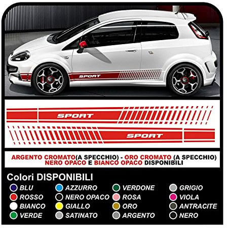 adesivi fiancate SPORT KIT LATERALI compatibile con fiat punto ed altre auto (ROSSO)