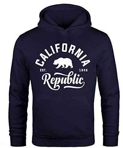 Neverless Hoodie Herren California Republic Kapuzen-Pullover Männer Navy L