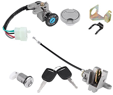 KIMISS1 Set 5Pin Stecker 2 Schlüssel Zündschloss Key Lock Tankdeckel Set für Gy6 50cc, 150cc Motorroller (Moped), JONWAY/TAOTAO/ROKETA