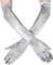 Ksnnrsng Damen Lange Handschuhe Satin Classic Opera Fest Party Hochzeit Braut Handschuhe 1920er Stil Handschuhe Elastisch Erwachsene Größe bis Handgelenk Länge (52 cm-Silber)