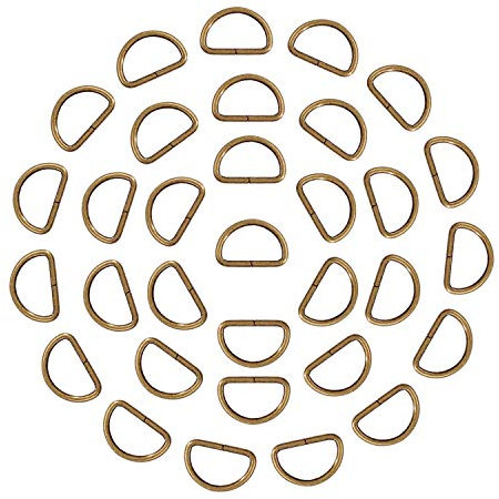 Trimming Shop Non Welded D Ring Fasteners Pack of 10, Durable Metal Buckles Clips for Handbag, Webbing Strap, Purse, Dog Leash, Belts, Hardware, Backpack, DIY Craft Projects, Antique Brass, 25mm