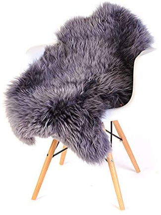 ESTRO Schaffell Lammfell Naturfell Flauschig Teppich Fell Schlafzimmer Dekoration ESZ (Grau Kurz, 120 cm)