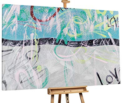 KunstLoft® XXL Gemälde 'Urban Upgrade' 180x120cm | original handgemalte Bilder | Typografie Bunt | Leinwand-Bild Ölgemälde einteilig groß | Modernes Kunst Ölbild