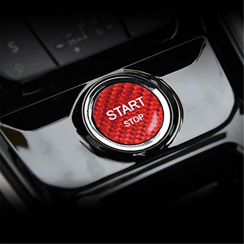 M.JVisun Kohlefaser EIN Knopf Start Taste Deckel Trimmen für Peugeot für Citroen für DS, Zündung Schalter Aufkleber für Peugeot 308S 408 508 für Citroen C4L für DS5 - Rot