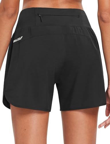baleaf Women's 5 Running Workout Athletic Shorts with Liner Black M