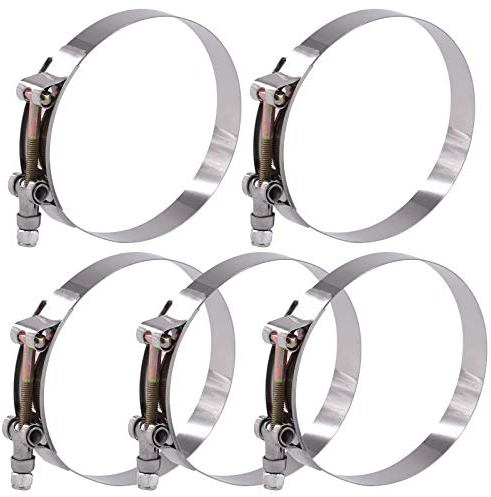 Glarks - Fascette stringitubo a T in acciaio INOX, 108-116 mm, con attacco turbo, per tubo flessibile