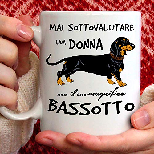 Taza de perro salchicha de cerámica – 350 ml para ti o como regalo para mujer, amiga, mamá, tía, prima, abuela, cumpleaños, aniversario